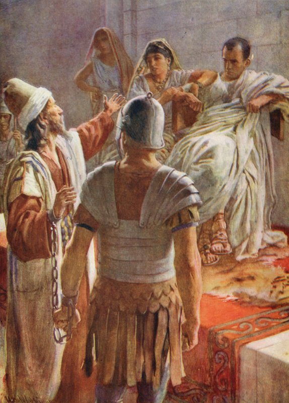 Nya testamentet: Paulus och Felix (färglitografi) av Harold Copping