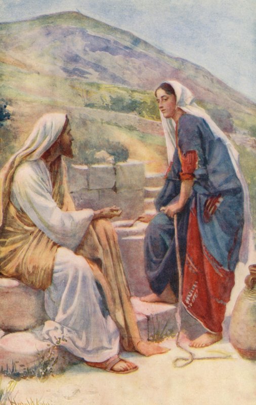 Nya testamentet: Sykars brunn (färglitografi) av Harold Copping