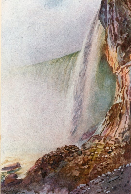 Niagara, en vy av fallen underifrån av Harold Copping