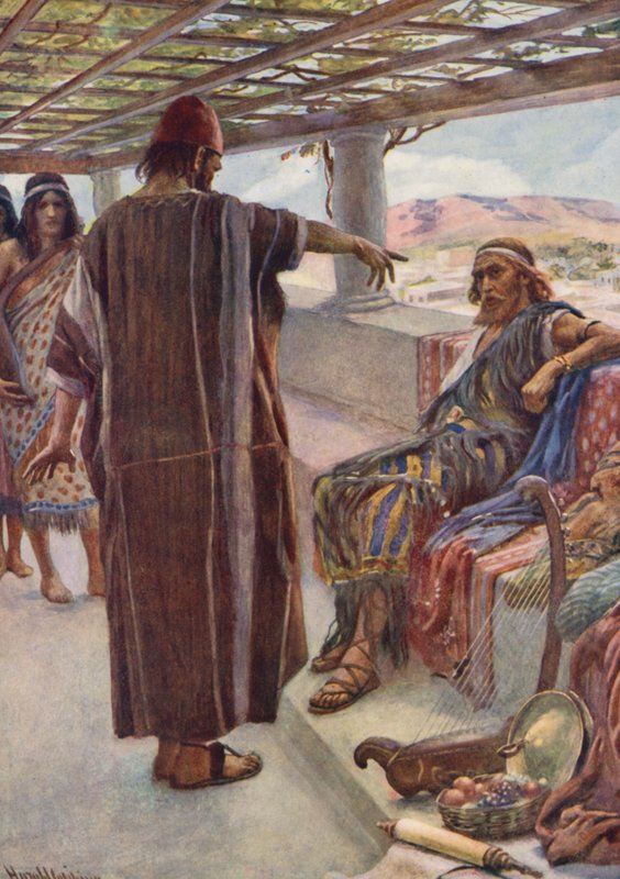 Gamla testamentet: "Thou Art the Man" (färglitografi) av Harold Copping