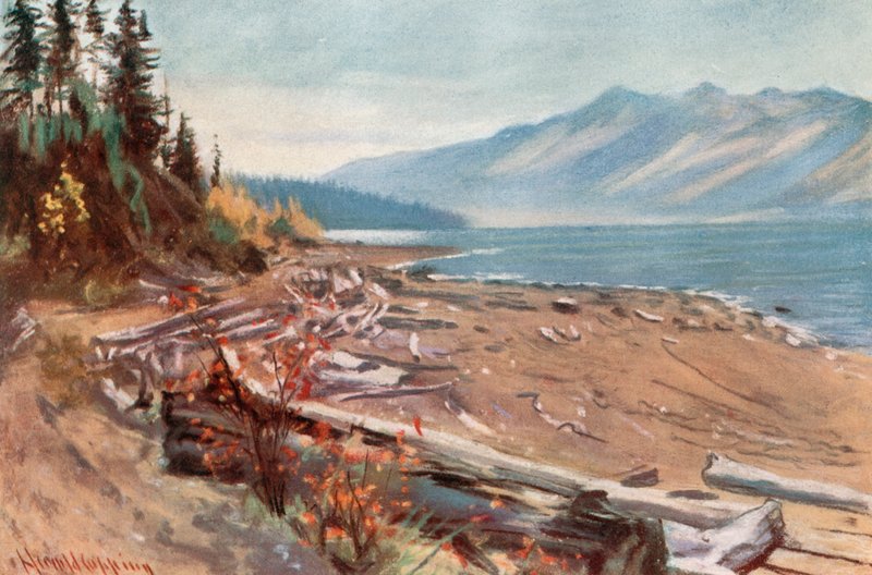 Utsikt från stranden av Kootenay Lake av Harold Copping