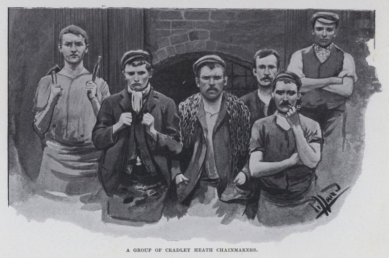 En grupp Cradley Heath Chainmakers (s/v foto) av Harold Hume Piffard