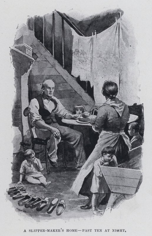 En tofflormakares hem, över tio på natten (s/v bild) av Harold Hume Piffard