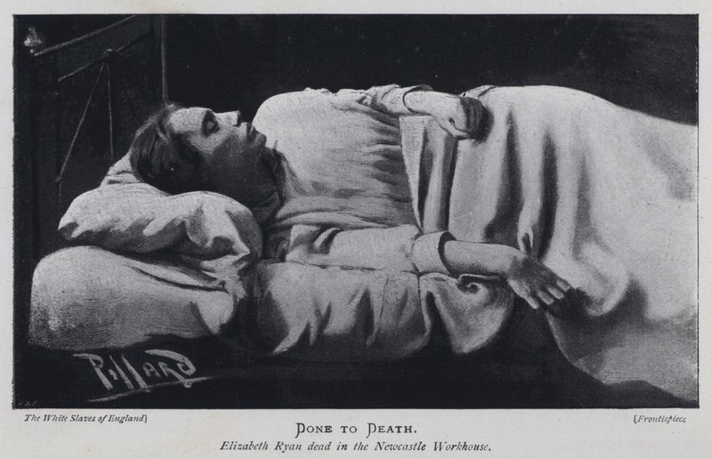 Done to Death, Elizabeth Ryan död i Newcastle Workhouse (s/v foto) av Harold Hume Piffard