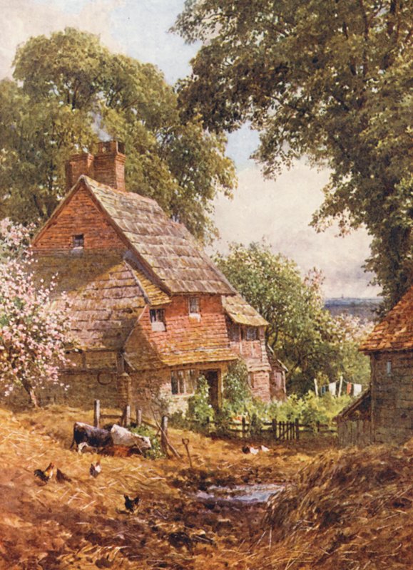 En gammal gård, nära Leith Hill (färglitografi) av Harold Sutton Palmer