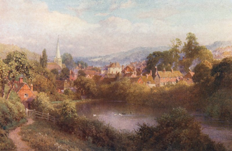 Godalming, en bit av den gamla staden (färglitografi) av Harold Sutton Palmer
