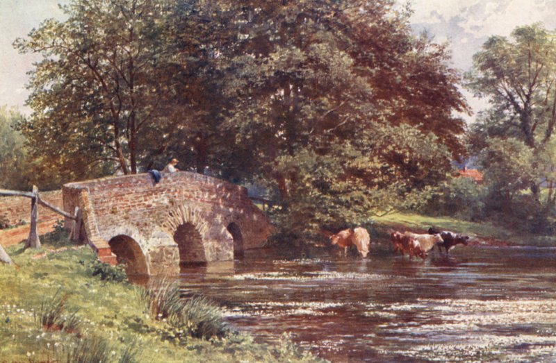 Somerset Bridge, nära Elstead (färglitografi) av Harold Sutton Palmer