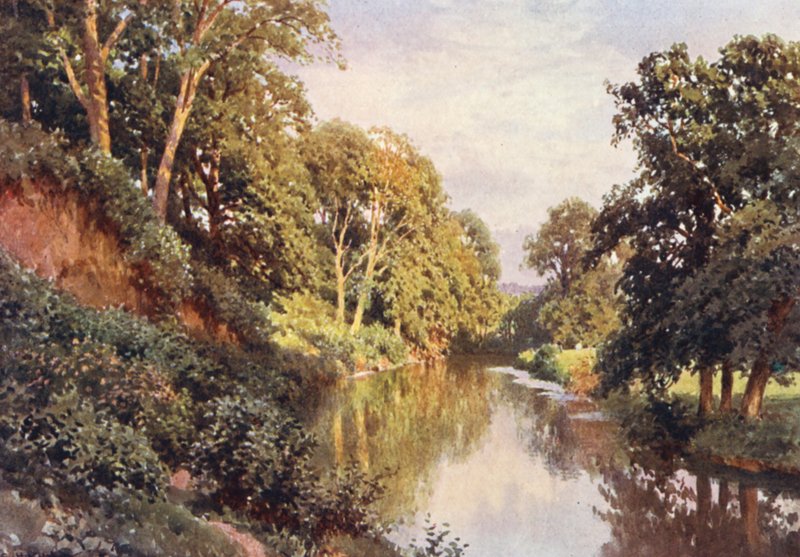 Floden Mole, nära Dorking (färglitografi) av Harold Sutton Palmer