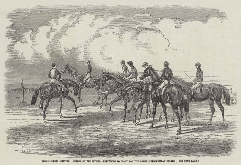 Epsom Spring Meeting, Sketch on the Downs, förbereder start för Great Metropolitan Stakes av Harrison William Weir
