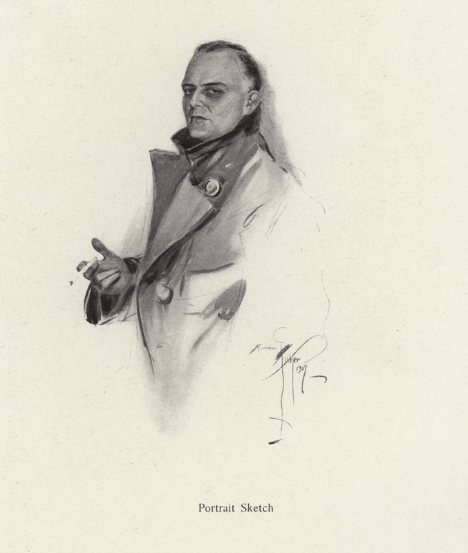 Porträtt av en man som röker en cigarett (litho) av Harrison Fisher