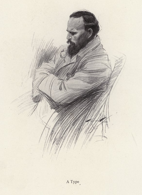 Porträtt av en sittande man (litho) av Harrison Fisher