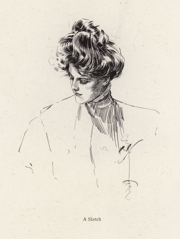 Porträtt av en kvinna (litho) av Harrison Fisher