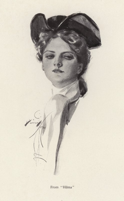 Porträtt av en kvinna, en karaktär från Hilma (litho) av Harrison Fisher