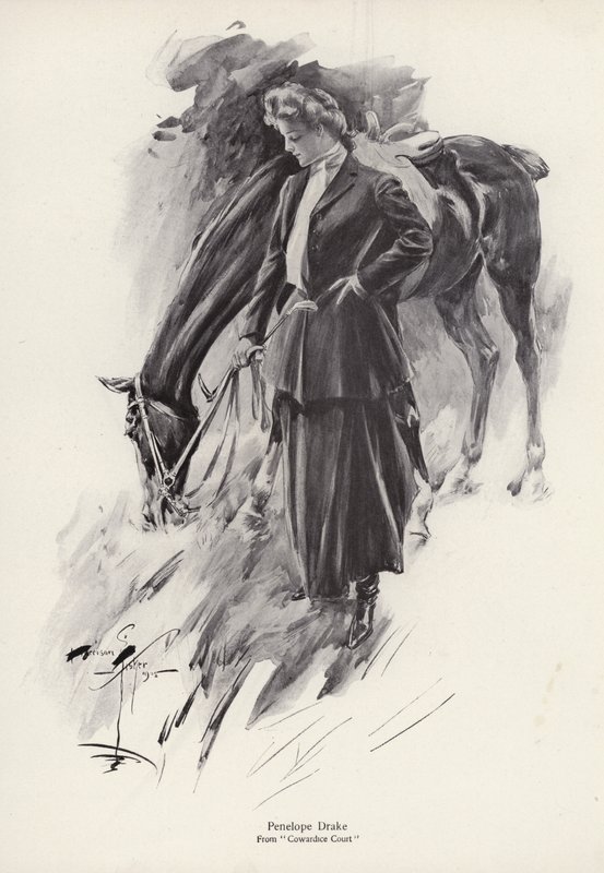 Karaktären Penelope Drake från romanen Cowardice Court av George Barr McCutcheon (litho) av Harrison Fisher