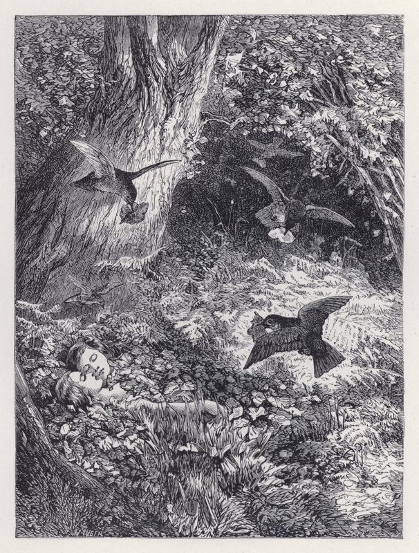 Barnen i skogen (gravyr) av Harrison William Weir