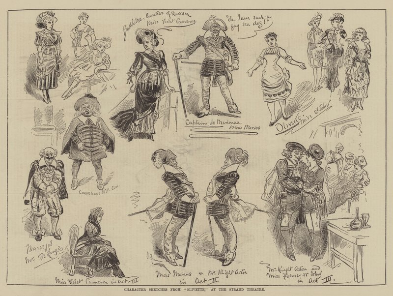 Karaktärsskisser från Olivette, på Strand Theatre av Harry Furniss