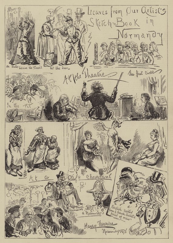 Blad från vår konstnärs skissbok i Normandie av Harry Furniss