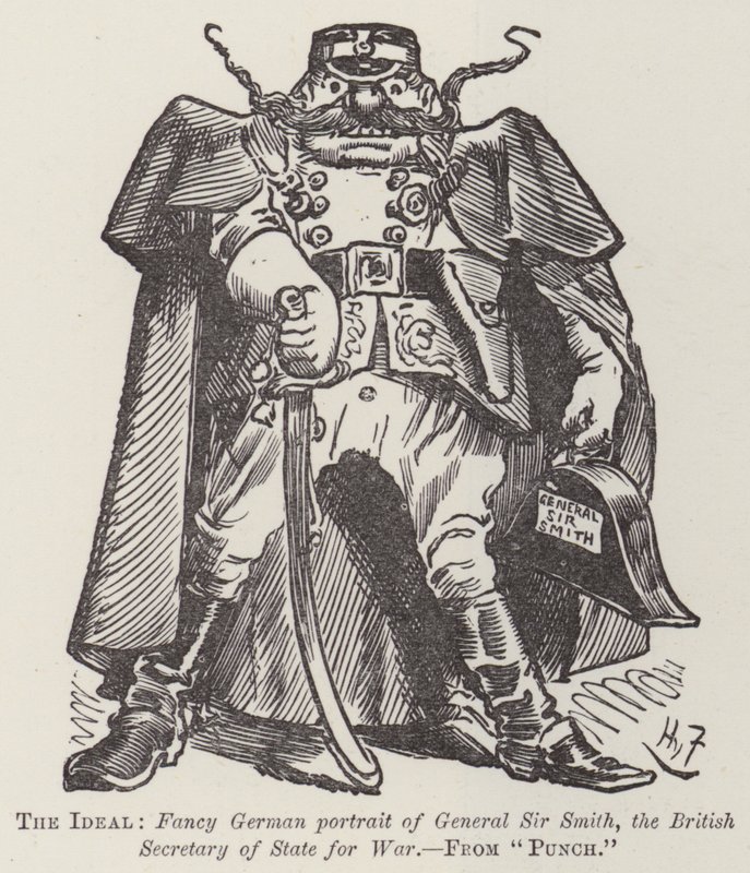 Det idealiska, snygga tyska porträttet av general Sir Smith, den brittiske utrikesministern för krig av Harry Furniss