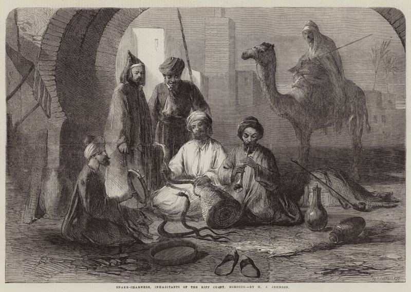 Snake-Charmers, invånare på Riff Coast, Marocko av Harry John Johnson