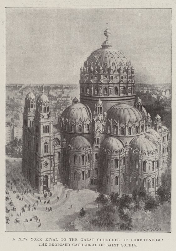 En rival i New York till kristenhetens stora kyrkor, den föreslagna katedralen Saint Sophia av Harry M. Pettit