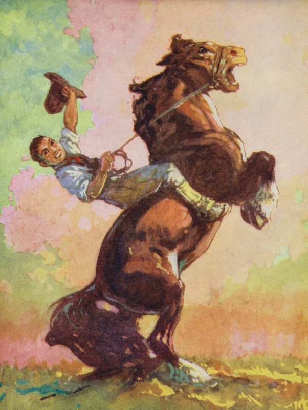 Aesops fabler: Hästen och hjorten (färglitografi) av Harry (1878 1950) Rountree