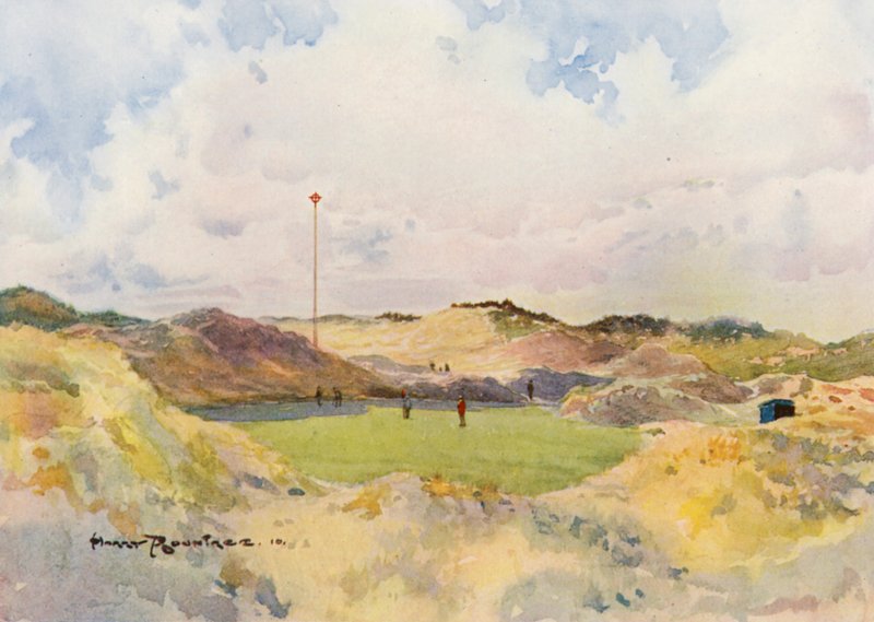 Golfbanor: Formby, den gamla sjunde greenen (färglitografi) av Harry (1878-1950) Rountree
