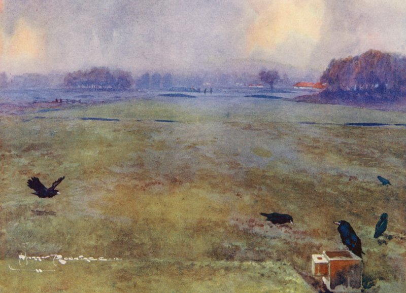 Golfbanor: Mid-Surrey, det tionde hålet (färglitografi) av Harry (1878 1950) Rountree
