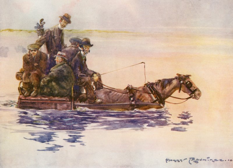 Golfbanor: Portmarnock, på väg hem (färglitografi) av Harry (1878 1950) Rountree