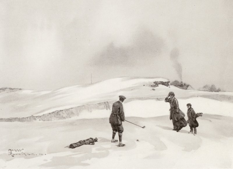 Golfbanor: Skegness, andra slaget på nionde hålet (litografi) av Harry (1878 1950) Rountree