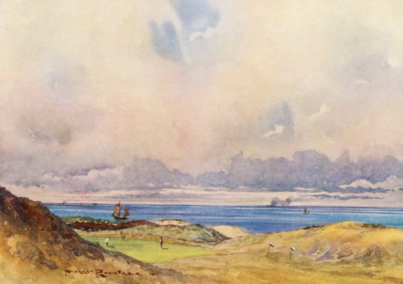 Golfbanor: Wallasey, The Firth Green (färglitografi) av Harry (1878 1950) Rountree