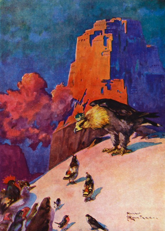 Den lilla rapphönans stulna ägg (färg litho) av Harry Rountree