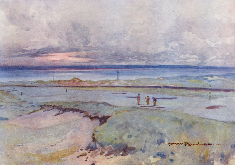 Golfbanor: Muirfield, den fjärde och fjortonde greenen (färglitografi) av Harry (1878 1950) Rountree