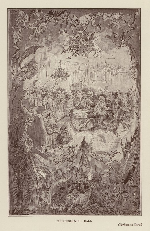 Julböcker av Charles Dickens: Julsaga (litografi) av Harry (after) Furniss