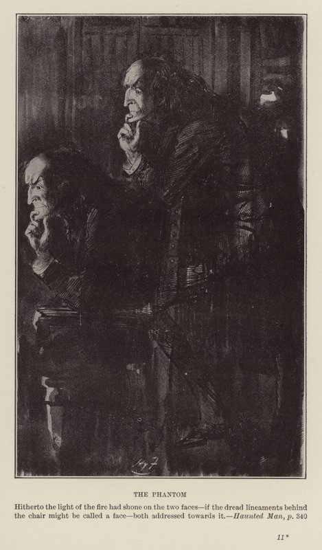 Julböcker av Charles Dickens: Hemsökt man (lito) av Harry (after) Furniss