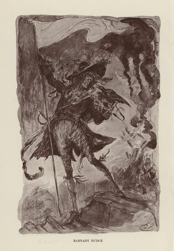 Illustration till Barnaby Rudge av Charles Dickens (litografi) av Harry (after) Furniss