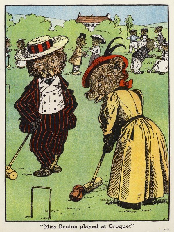 "Miss Bruina spelade på Croquet" (färg litho) av Harry B Neilson