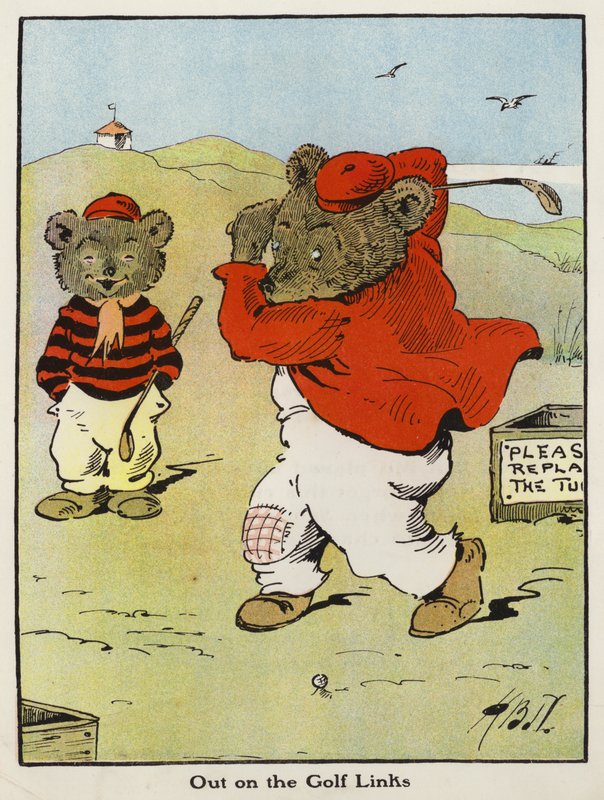 Ut på golflänkarna (färg litho) av Harry B Neilson