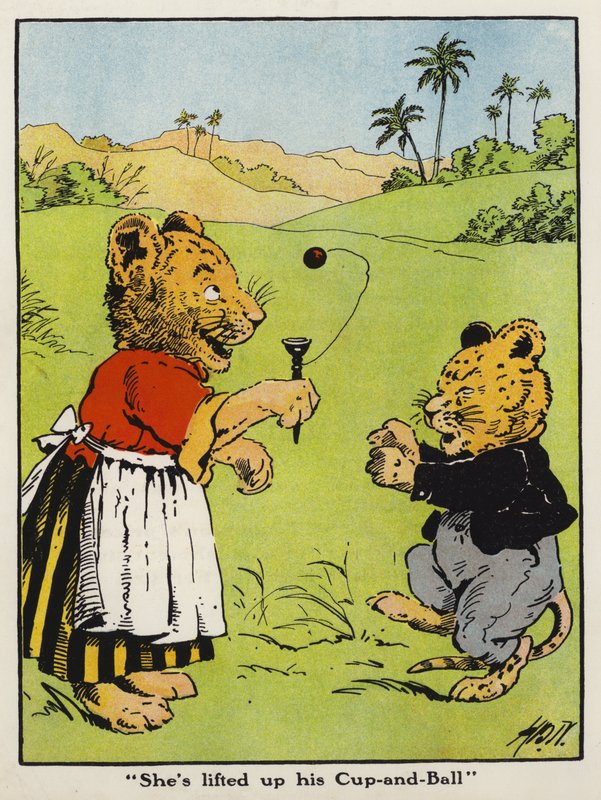 "Hon har lyft upp sin Cup-and-Ball" (färg litho) av Harry B Neilson