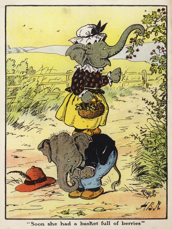 "Snart hade hon en korg full med bär" (färg litho) av Harry B Neilson