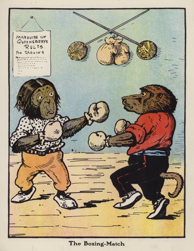 Boxningsmatchen (färg litho) av Harry B Neilson