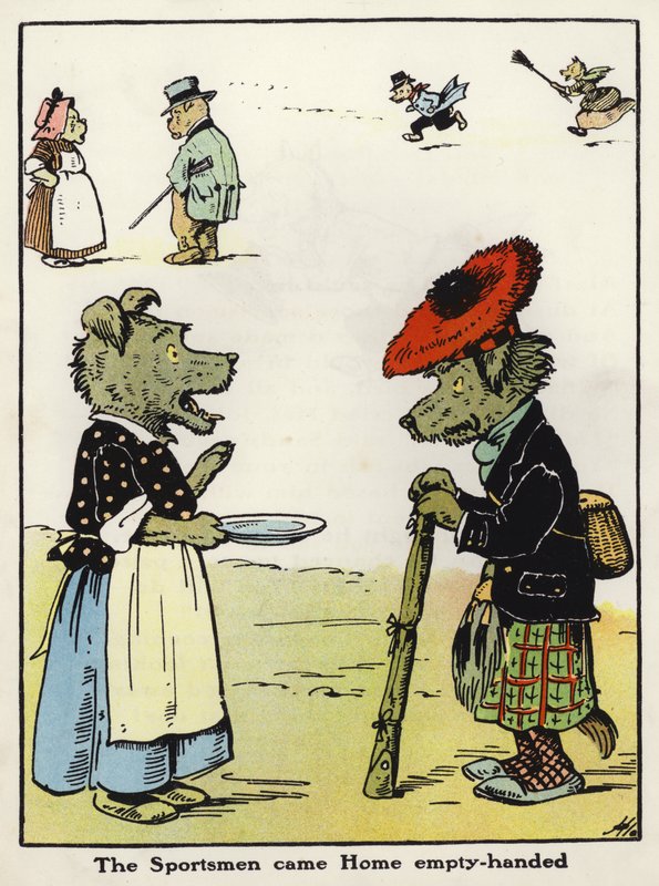 Idrottsmännen kom hem tomhänta (färg litho) av Harry B Neilson