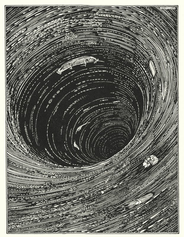 Edgar Allan Poe: Nedstigning i malströmmen (litografi) av Harry Clarke