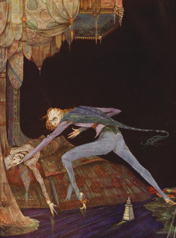 Edgar Allan Poe: Han skrek en gång, bara en gång (färglitografi) av Harry Clarke