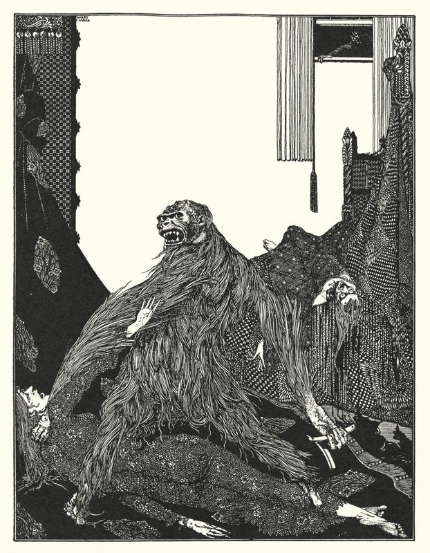 Edgar Allan Poe: Morden på Rue Morgue (litografi) av Harry Clarke
