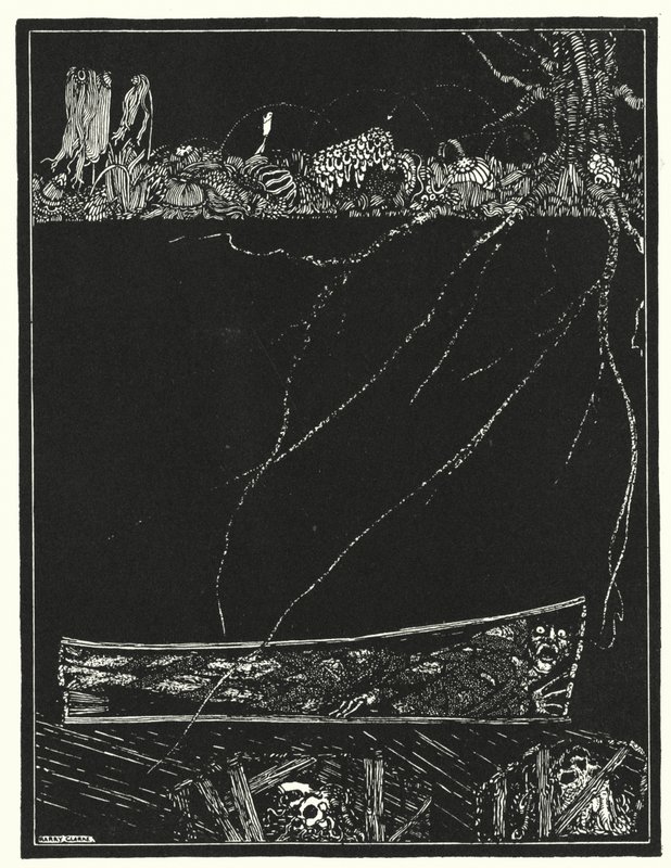 Edgar Allan Poe: Den för tidiga begravningen (litografi) av Harry Clarke