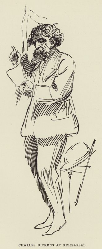 Charles Dickens på repetition av Harry Furniss