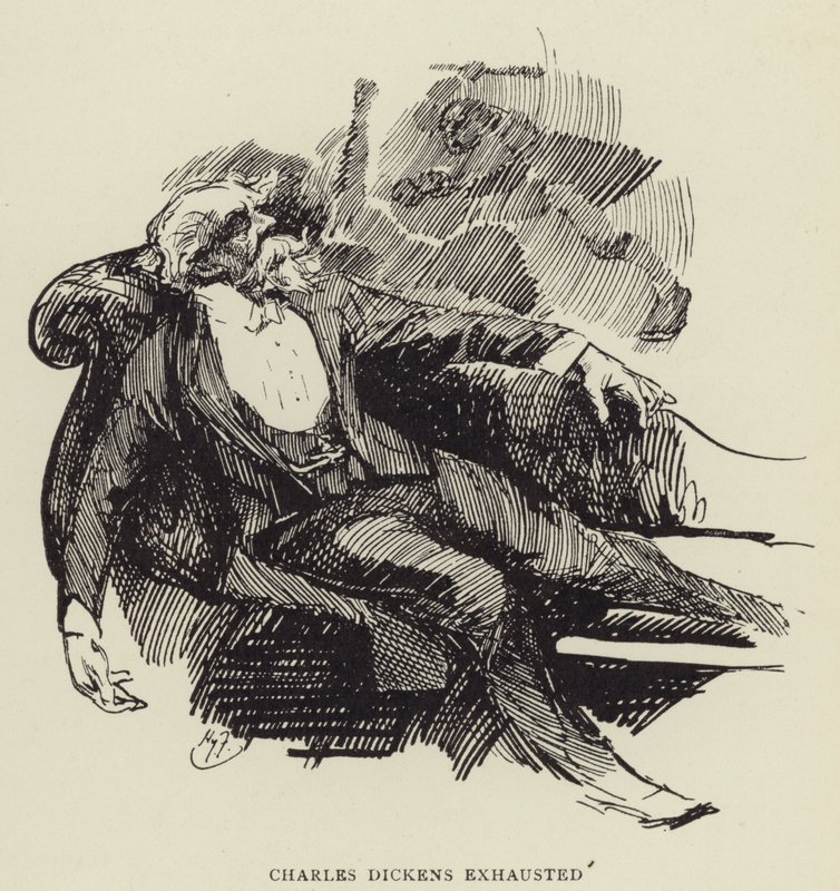 Charles Dickens utmattad av Harry Furniss