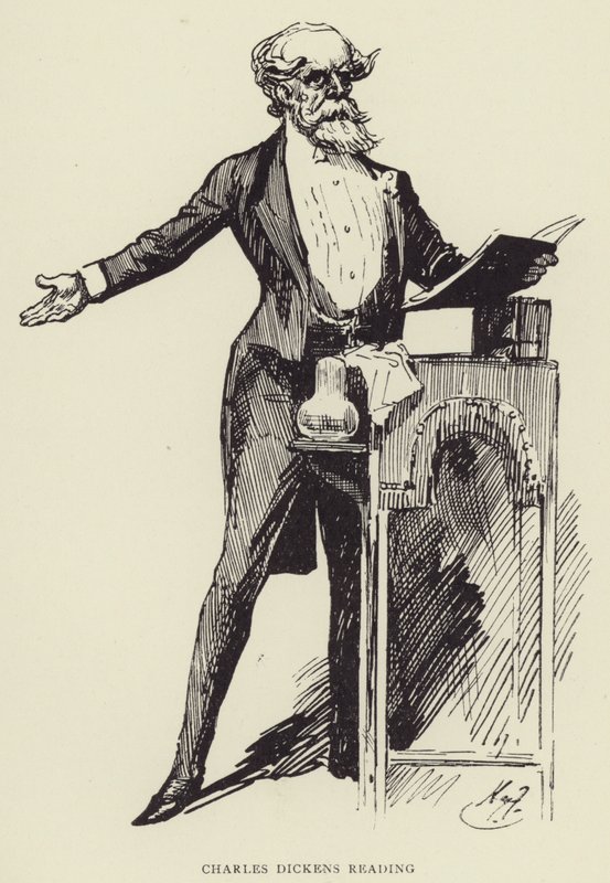 Charles Dickens läser av Harry Furniss