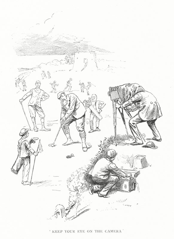 Golf: "Håll ögonen på kameran" (litho) av Harry Furniss