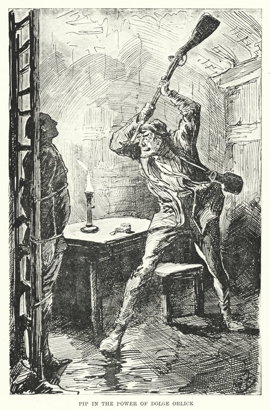 Illustration för stora förväntningar av Charles Dickens (litho) av Harry Furniss